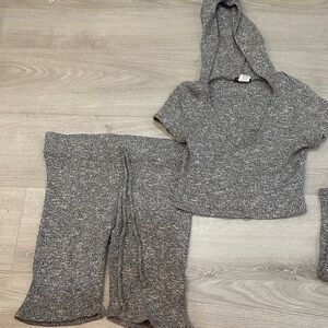 Fashion Nova Gray Knit Bike Shorts Set